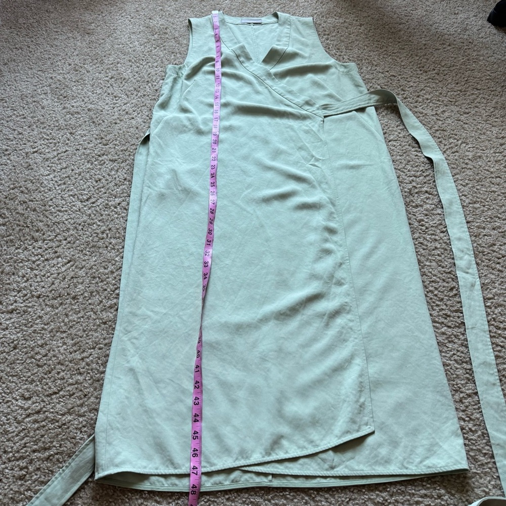 Everlane The Japanese GoWeave Wrap Dress Sz 12 Sage Green Midi Sleeveless - Picture 10 of 14